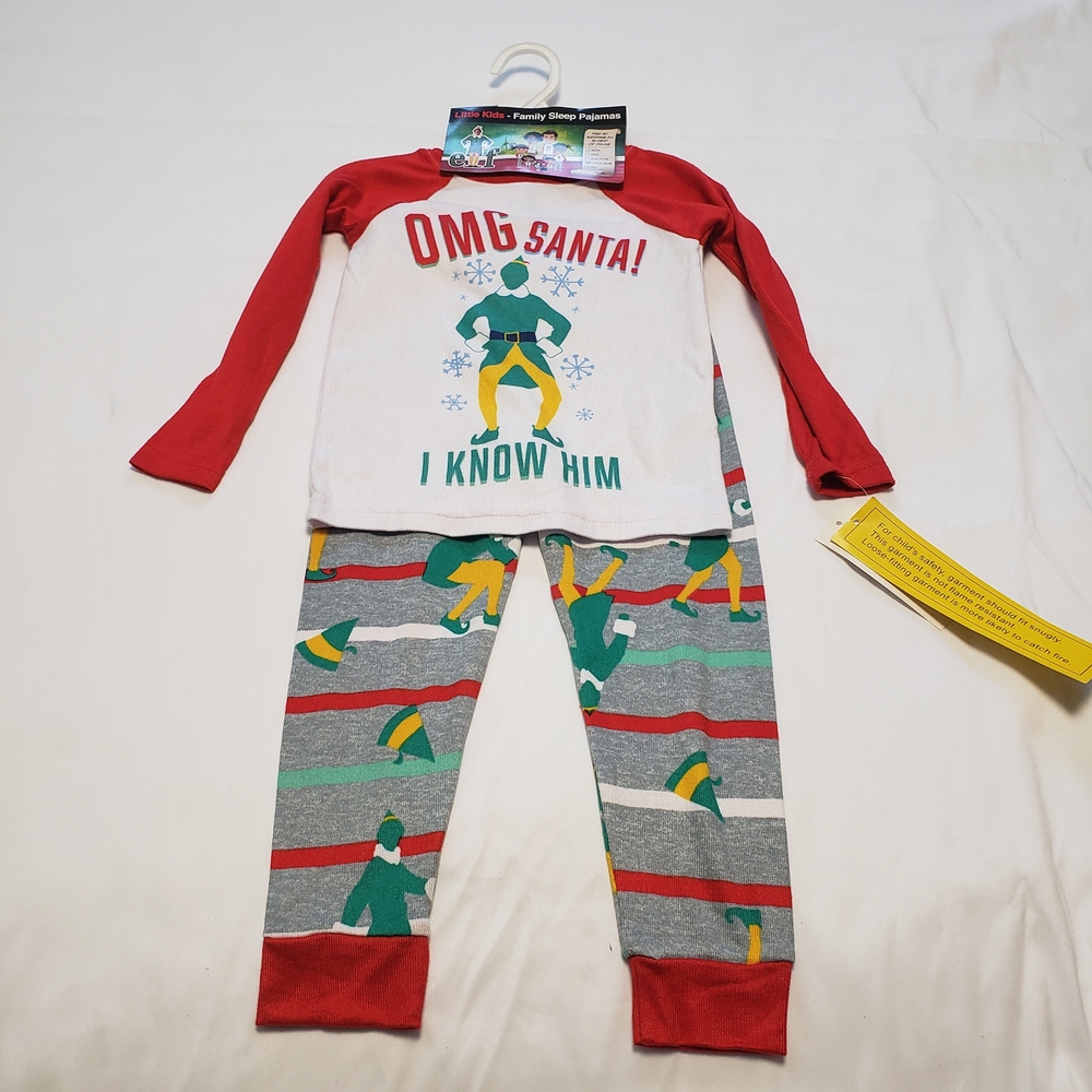 ELF Little Kids Red and White Pajama Set. Chritsmas Pajama.